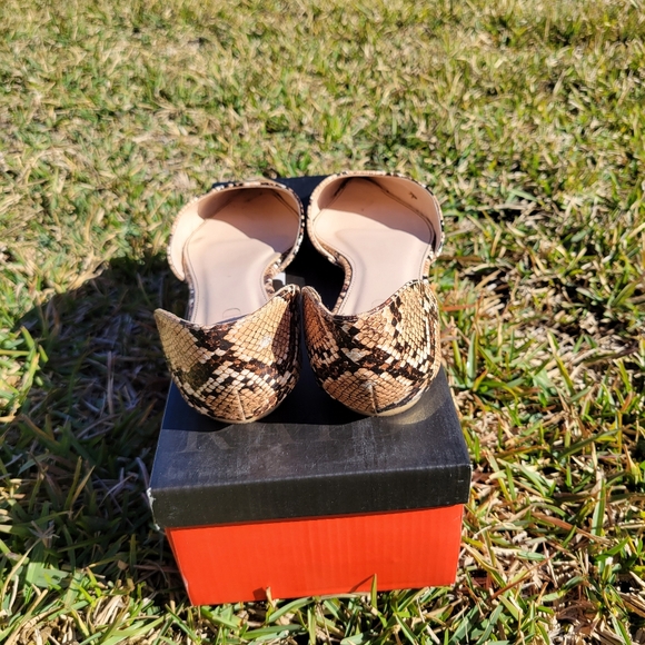 Snakeskin Pointed Toe Flats - Picture 7 of 11